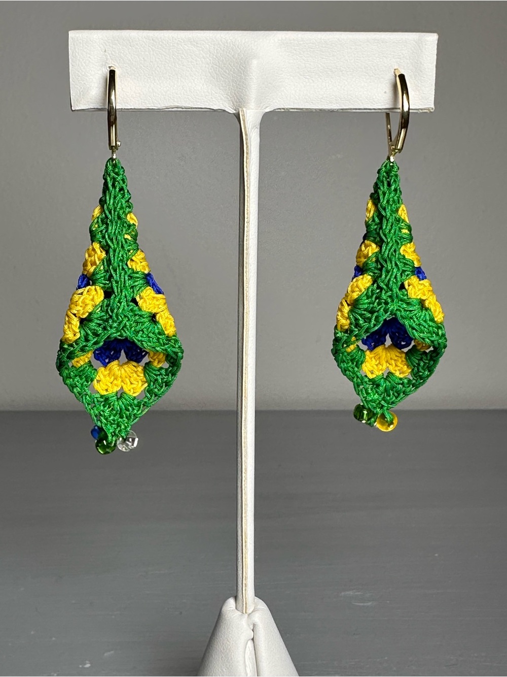 Handmade Crochet Brazil Earrings - Picture 2 of 3